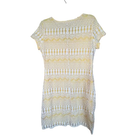 Tiana B Yellow Crochet Overlay Mini Dress – Size Large - Picture 2 of 5